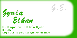 gyula elkan business card